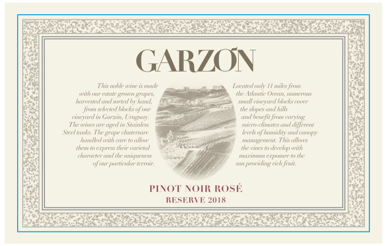 Bodega Garzon Uruguay Reserve Pinot Noir Rose 2018 Front Label