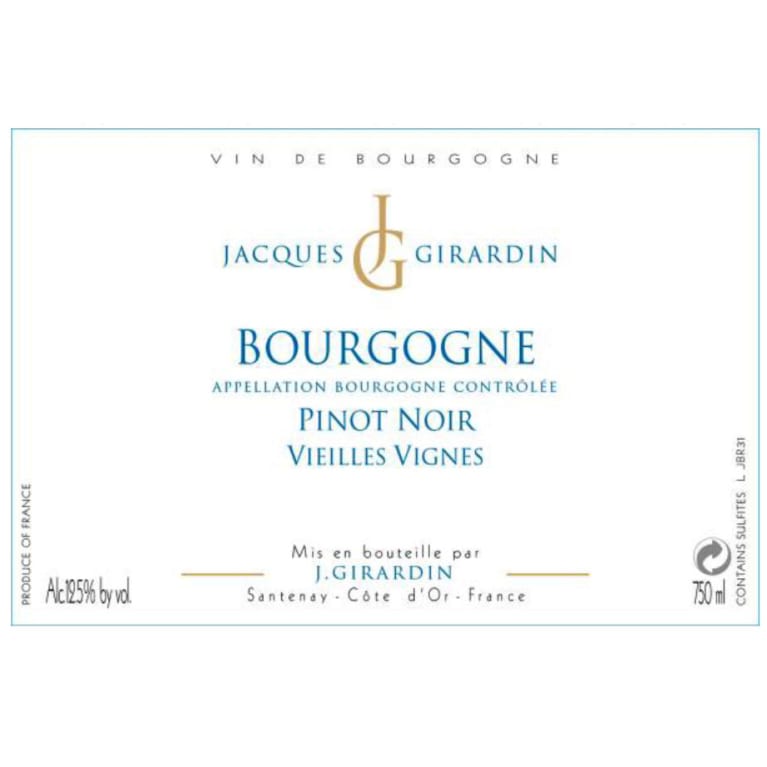 Domaine Jacques Girardin Bourgogne Vieilles Vignes Pinot Noir 2017 Front Label