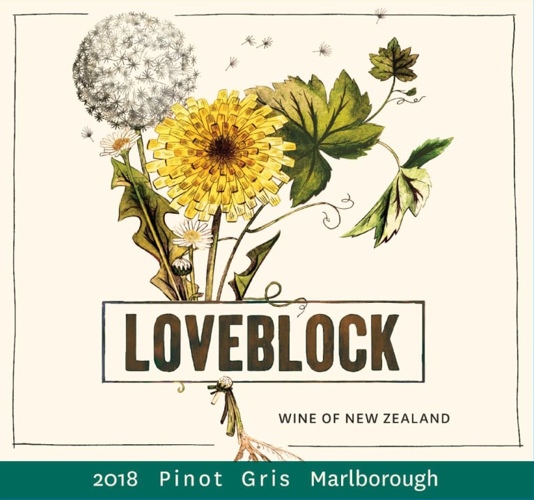 Loveblock Pinot Gris 2018 Front Label
