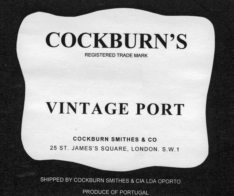 Cockburn's Vintage Port 1975  Front Label