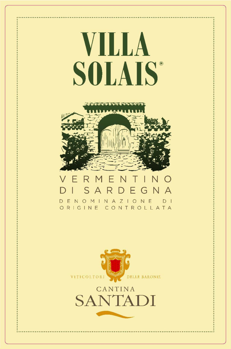 Santadi Vermentino Villa Solais 2019 Front Label