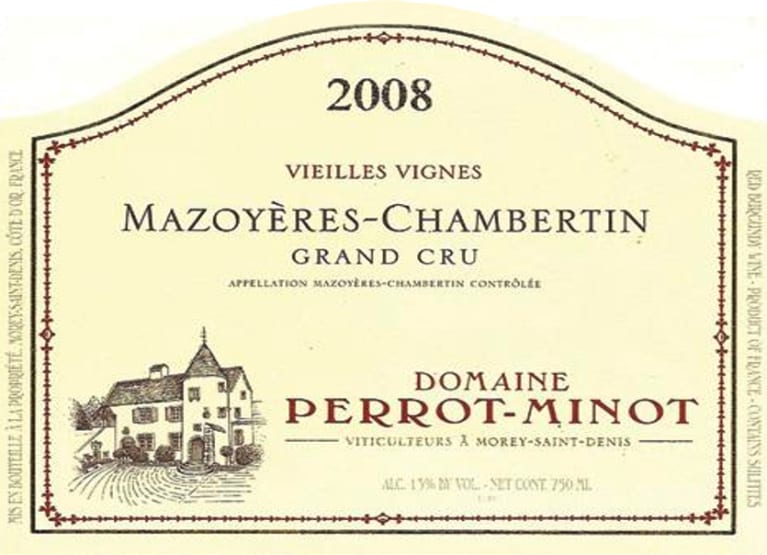 Domaine Perrot-Minot Mazoyeres-Chambertin Vieilles Vignes Grand Cru 2008 Front Label