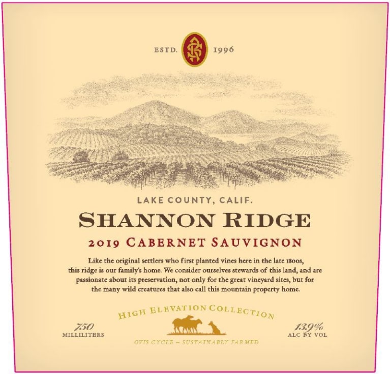 Shannon Ridge High Elevation Cabernet Sauvignon 2019 Front Label