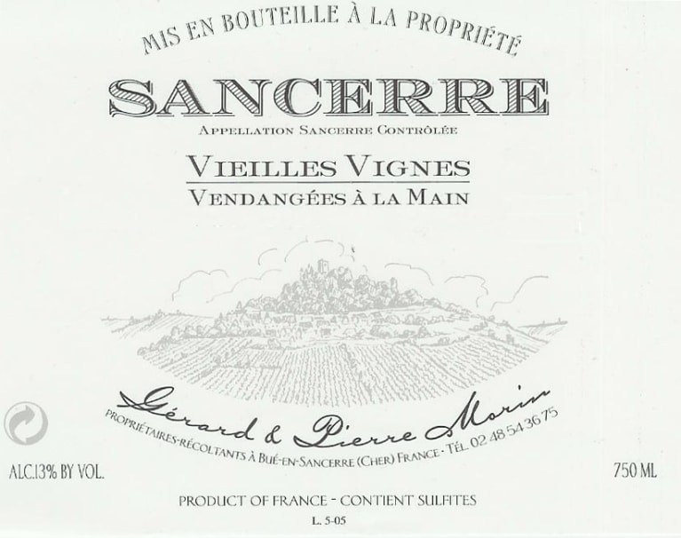 Gerard & Pierre Morin Sancerre Vieilles Vignes 2017 Front Label
