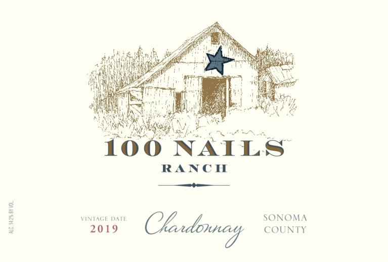 100 Nails Ranch Chardonnay 2019 Front Label