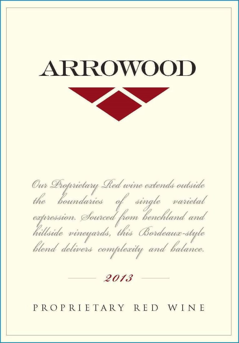 Arrowood Proprietary Red 2013 Front Label