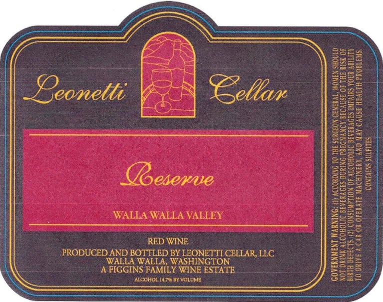 Leonetti Reserve 2017 Front Label