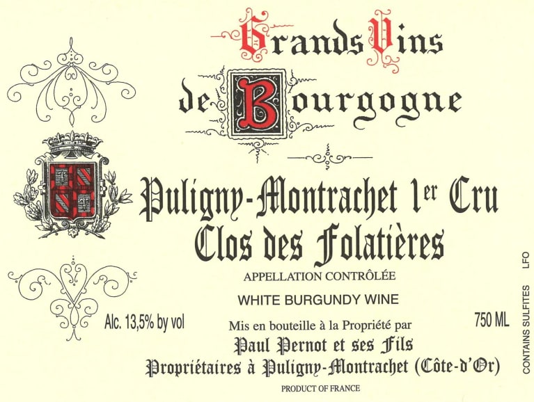 Paul Pernot Puligny-Montrachet Clos des Folatieres Premier Cru 2018 Front Label