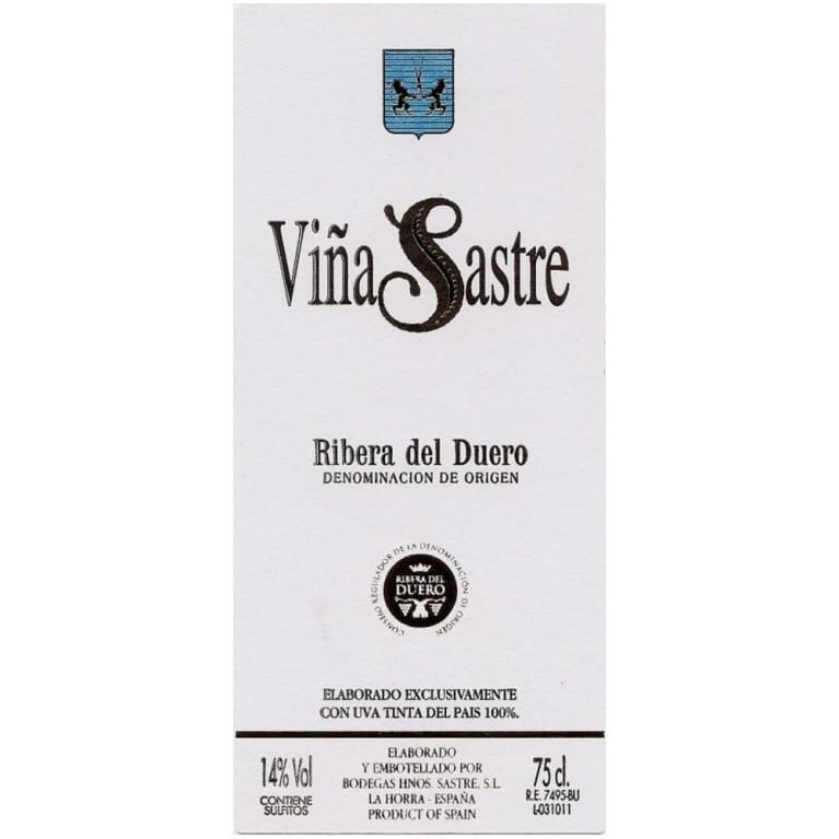 Vina Sastre Ribera del Duero 2015 Front Label