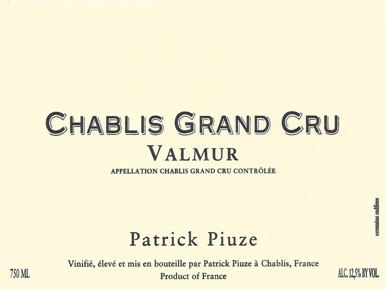 Patrick Piuze Chablis Valmur Grand Cru 2019 Front Label