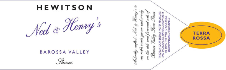 Hewitson Ned and Henry's Shiraz 2018 Front Label